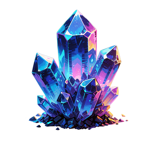 Safirbl&aring; og violet neonkrystal som illustration til spilleautomaten Gates of Olympus hos V.Vegas Casino